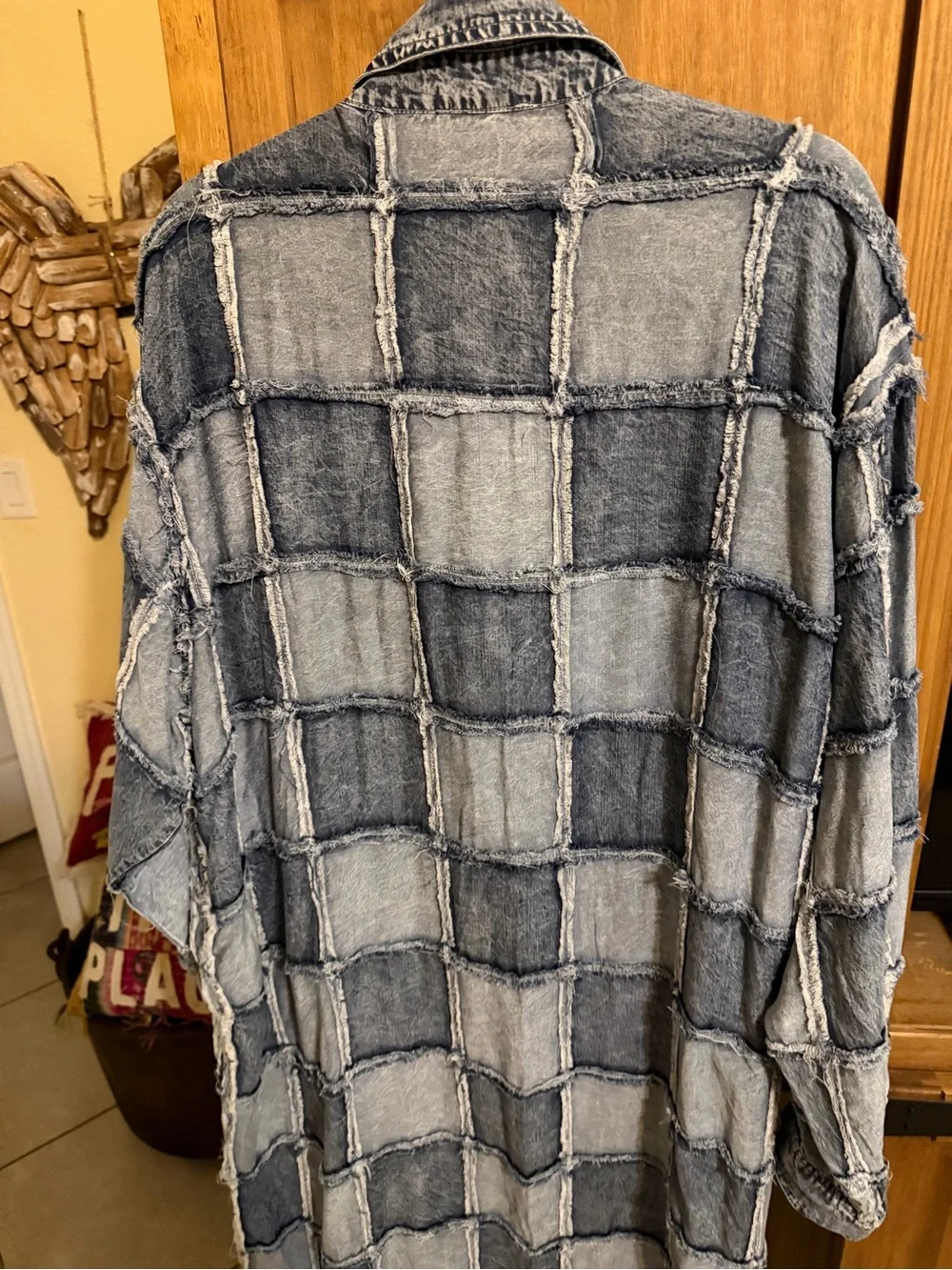 OLI & Hali Patchwork Denim Long Shirt Dress - Blue - Picture 4 of 4